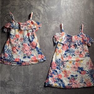 Bundle Sets Kensie Girl White Lined Floral Dresses with Pink Blue Yellow Accents